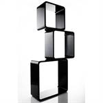 Lounge Design shelf "CUBE" 3pc set square black cubes