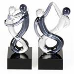 Set of 2 mini sculptures "RUMBA" | black/white, 4.5"x1.5"x1.5", glass