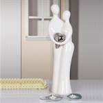 Design sculpture "LOVERS WITH HEART" | white, 15x4.5x3.5", ceramic