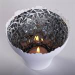 Candle holder "LUMBRA" iron made stand for candles 5" silver-white