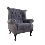 Chesterfield wing chair "MANCHESTER" | antique grey, 41.5" | armchair