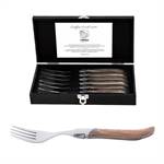 LAGUIOLE fork set "LUXIVIO" | stainless steel, olive wood | 6 forks