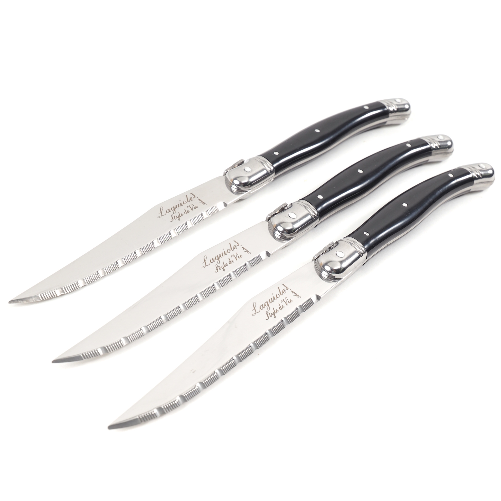 6 LAGUIOLE STEAK KNIVES "SCURO" | stainless steel, black | knife set in Laguiole Stainless Steel Steak Knives