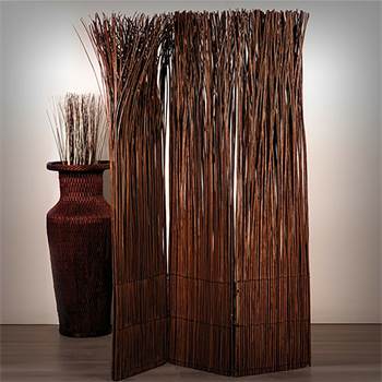 Room divider &quot;NATURE&quot; partition willow folding screen paravent brown