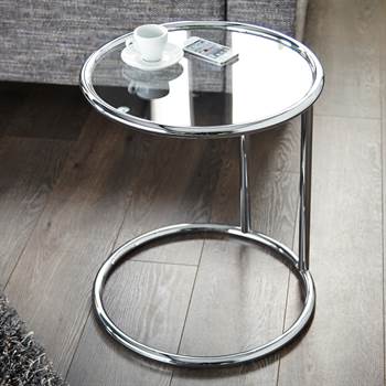 Design coffee table &quot;GALANO&quot; glass table silver round &#216; 15.5&quot;