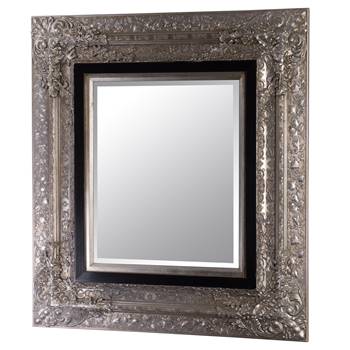 Baroque mirror &quot;VIVIEN&quot; facet cut silver 35&quot; x 40&quot;