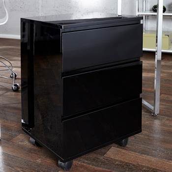 Mobile filing drawer cabinet &quot;MOVE&quot; for office highgloss black