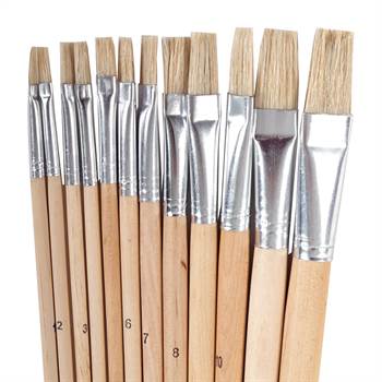 12 pcs. paintbrush set | Flat brushes sizes 1-12 | Natural bristles