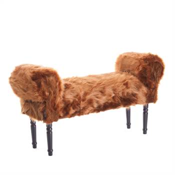 Design seating bench &quot;FOX&quot; | 39.5&quot;, fake fur | vanity bench