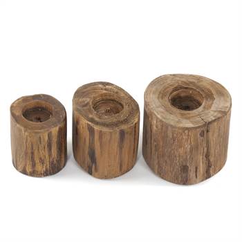 3Pcs Set candle holder &quot;CASTLE&quot; | recycled wood | tealight holder