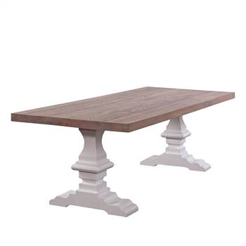 Dining table &quot;ST. ANTON&quot; | ash tree, antique grey oiled, white legs