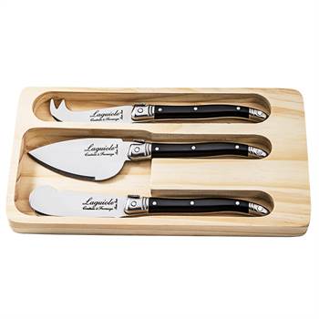 LAGUIOLE Cheese knife set &quot;BANCHETTO&quot; | stainless steel, black, edged