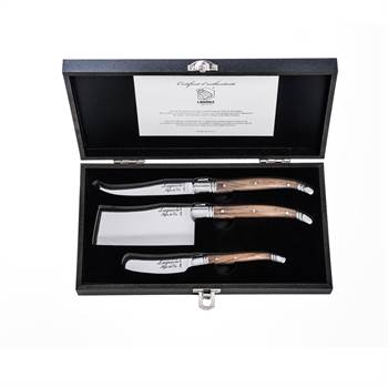 LAGUIOLE cheese knife set &quot;LUXOLEO&quot; | stainless steel &amp; olive wood