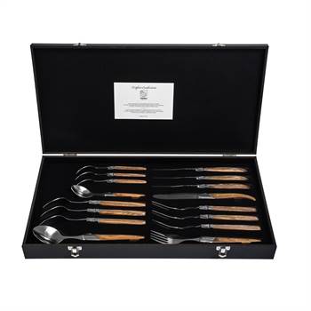 LAGUIOLE cutlery set &quot;LUXIVIO&quot; | stainless steel, olive wood | 16 pcs