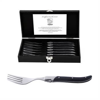 LAGUIOLE fork set &quot;LUXIVIO&quot; | stainless steel, ebony wood | 6 forks