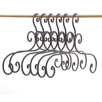 Coat hanger 6pcs set &quot;AMELIE&quot; | metal, brown, 41cm | coat hook