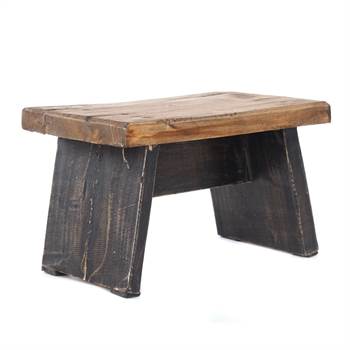 Footstool &quot;SCHEMEL&quot; | recycled wood, nature black | wooden stool