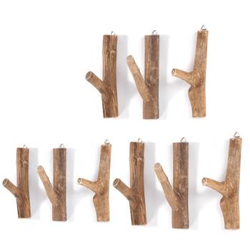 9 Pcs Clothing hooks &quot;LIMB&quot; | 4x4x14 cm, teakwood roots | coat rack