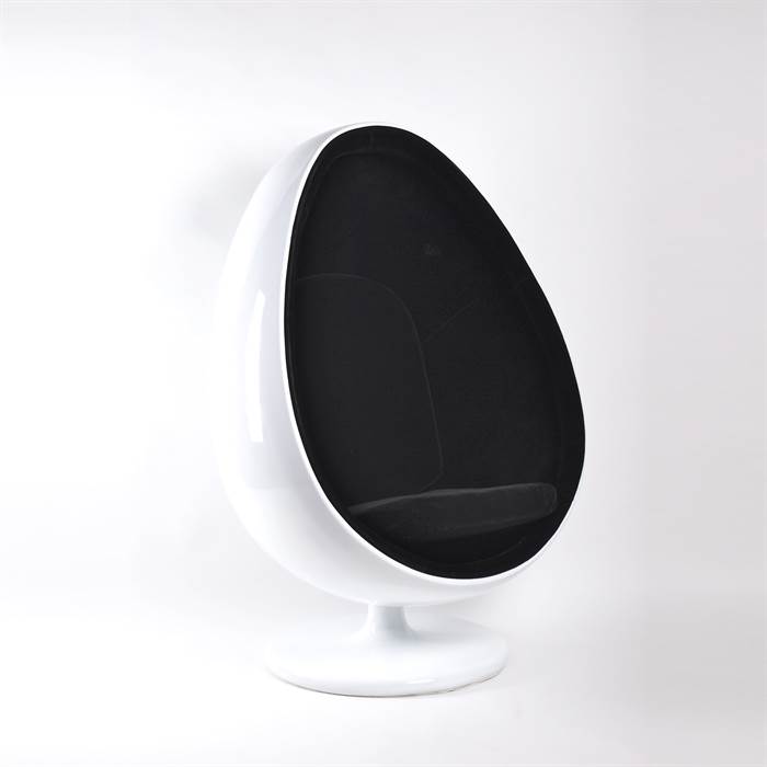 Egg Pod Chair White Black Retro Design Ball Shell With